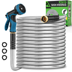 Kebose Garden Hose 100FT front view with stainless steel finish