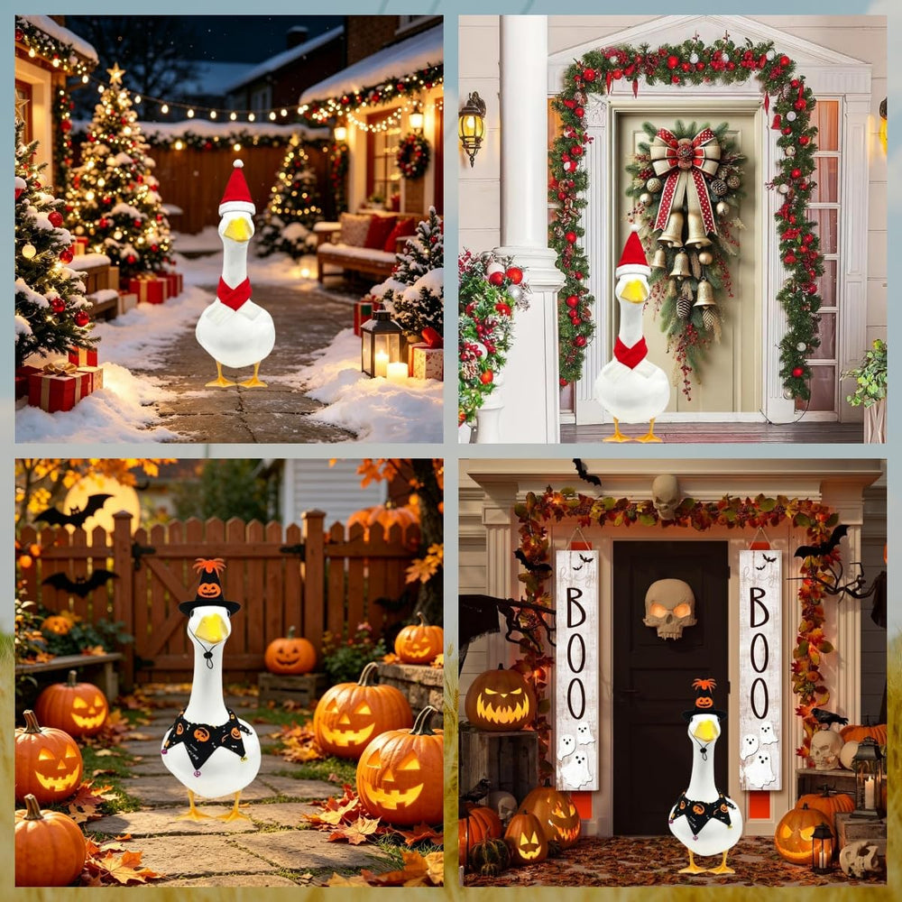 kedaijin Halloween goose outfit with pumpkin design