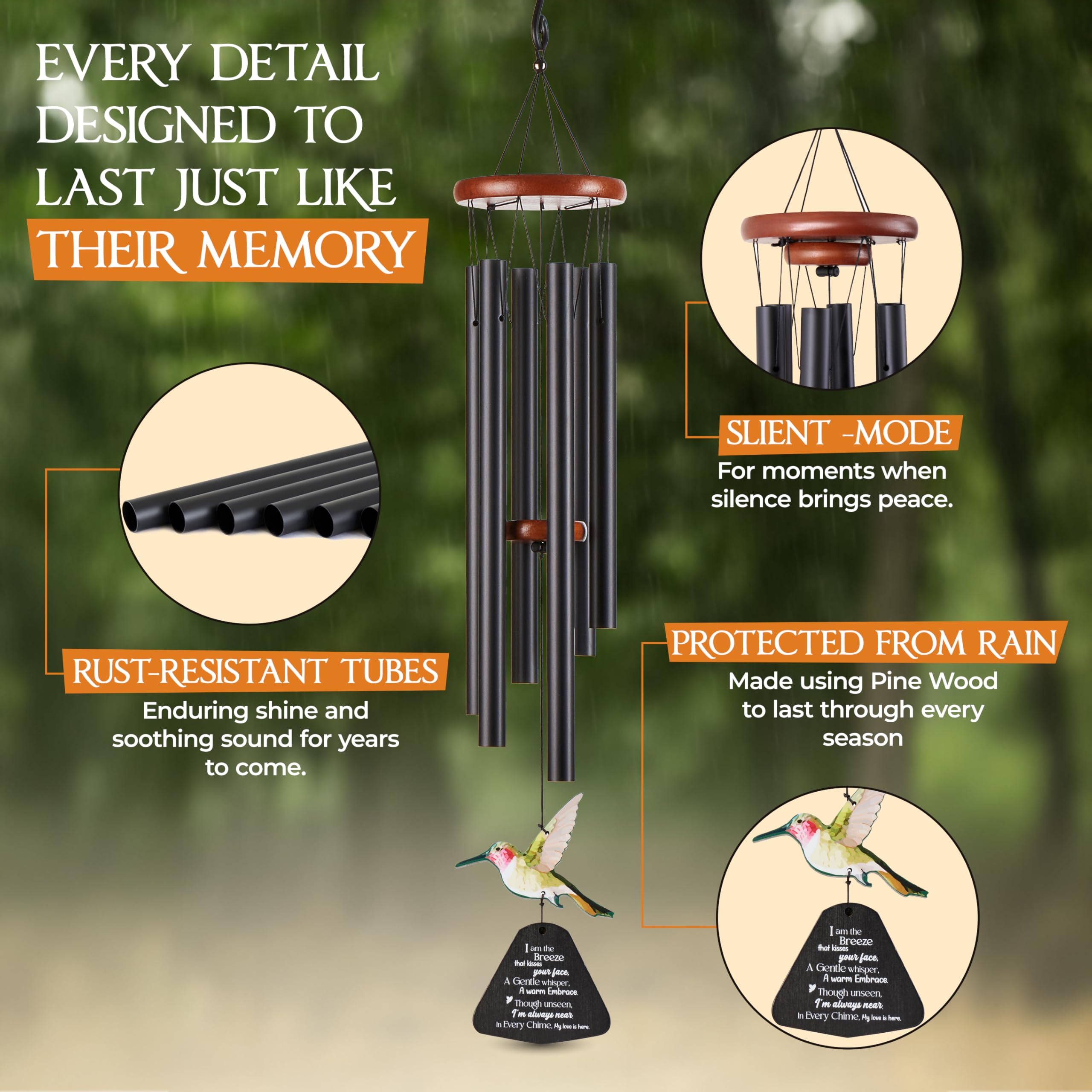 Keepsake card included with wind chimes