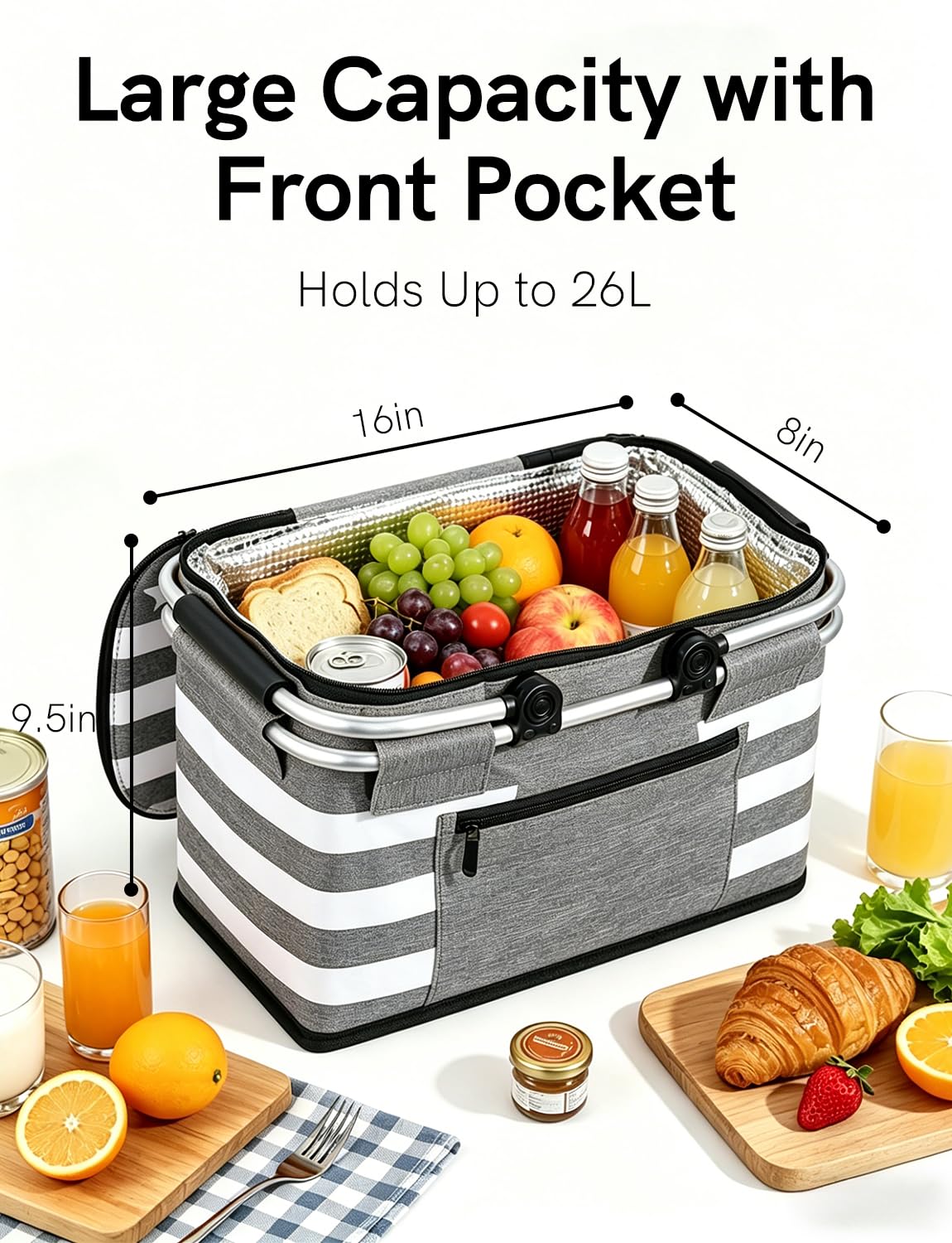 KEFOMOL picnic basket open with food inside