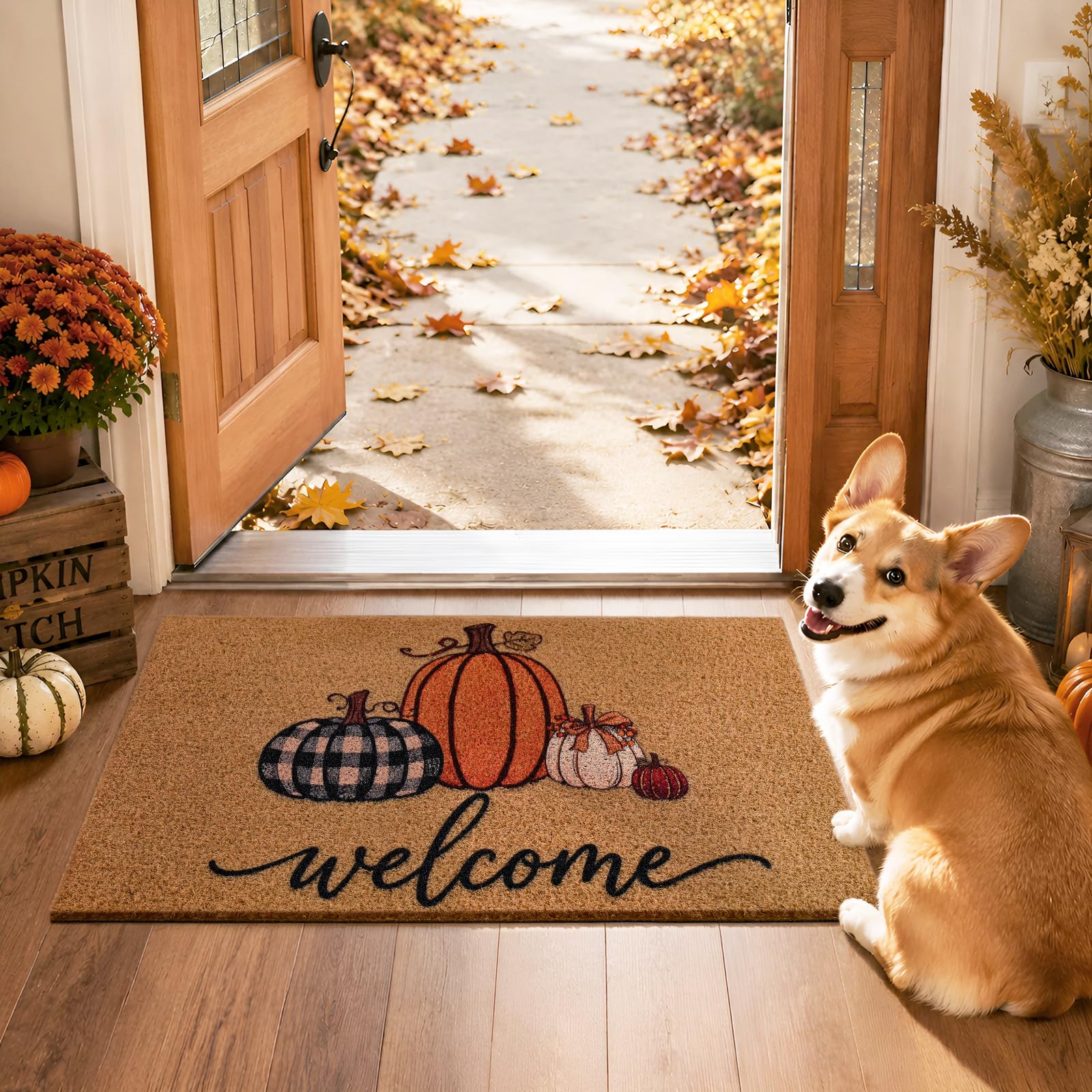 Kelarea Fall Door Mat in use with muddy boots