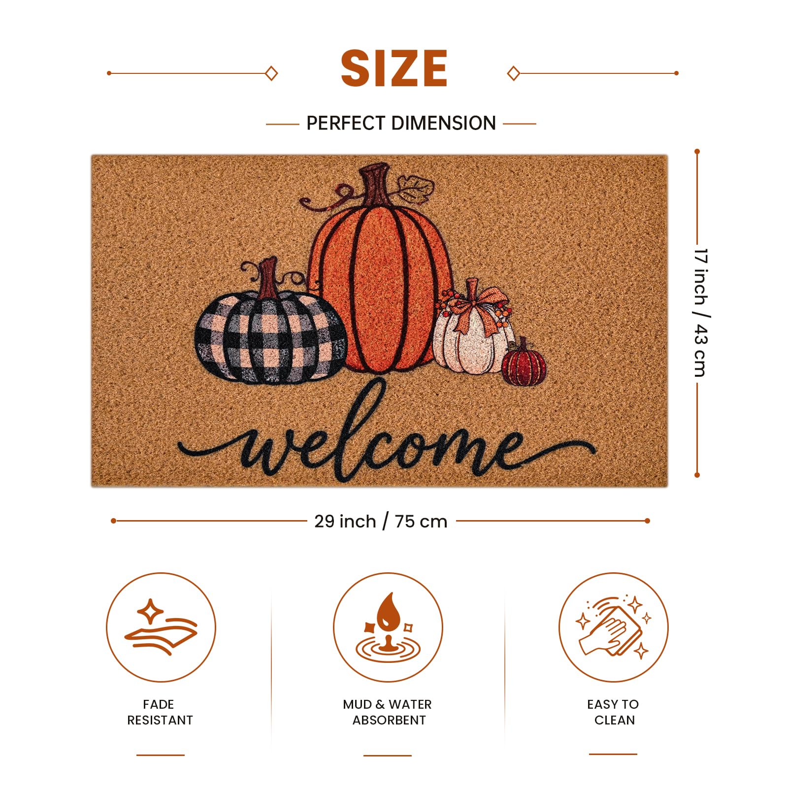Kelarea Fall Door Mat showing non-slip rubber backing