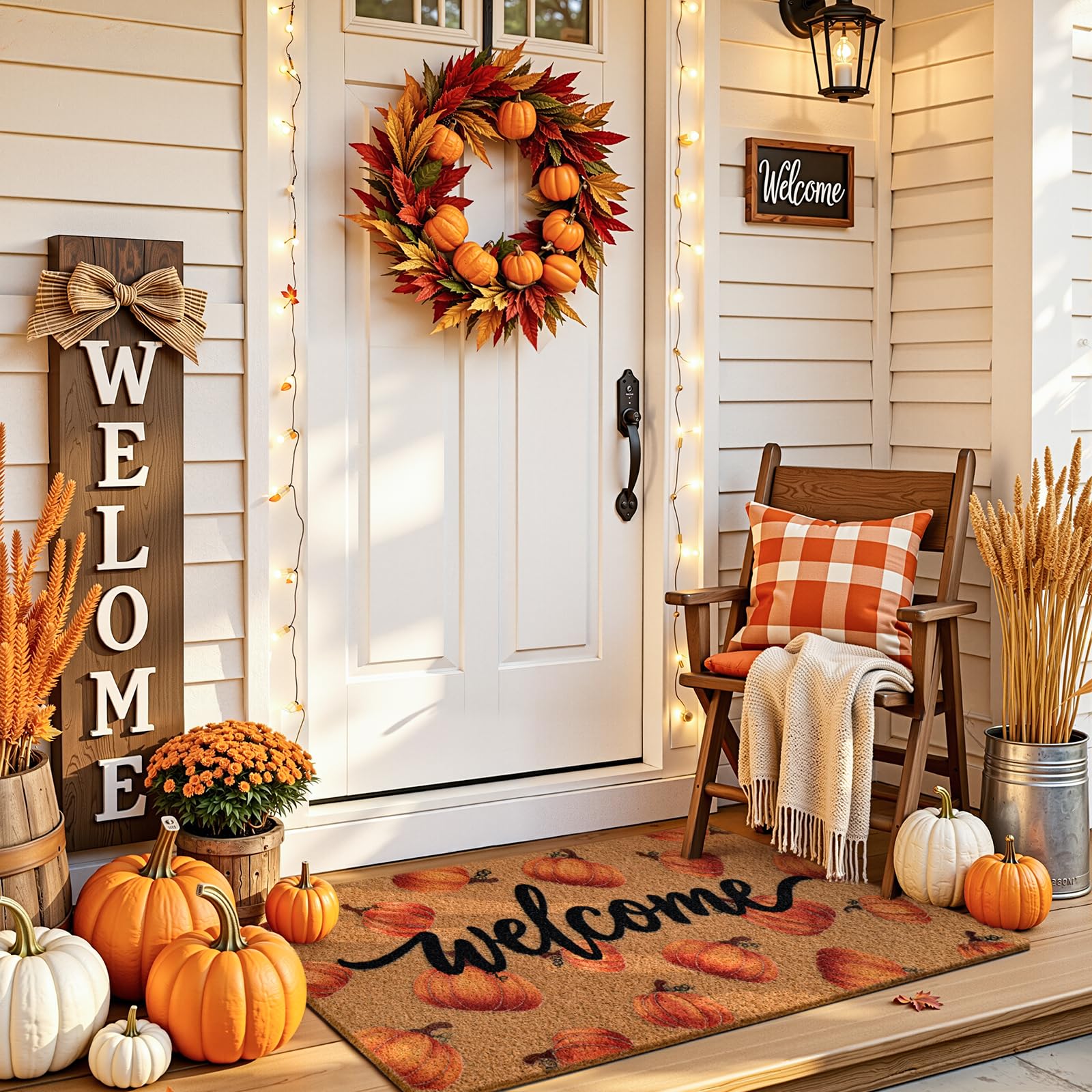 Kelarea Fall Pumpkin Door Mat side view