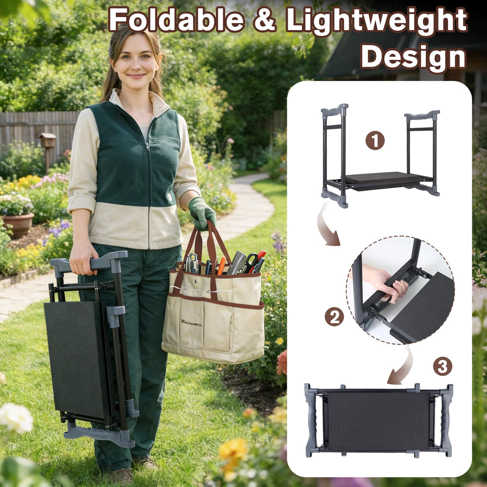 KELHOMECL Garden Kneeler and Seat in outdoor gardening setting