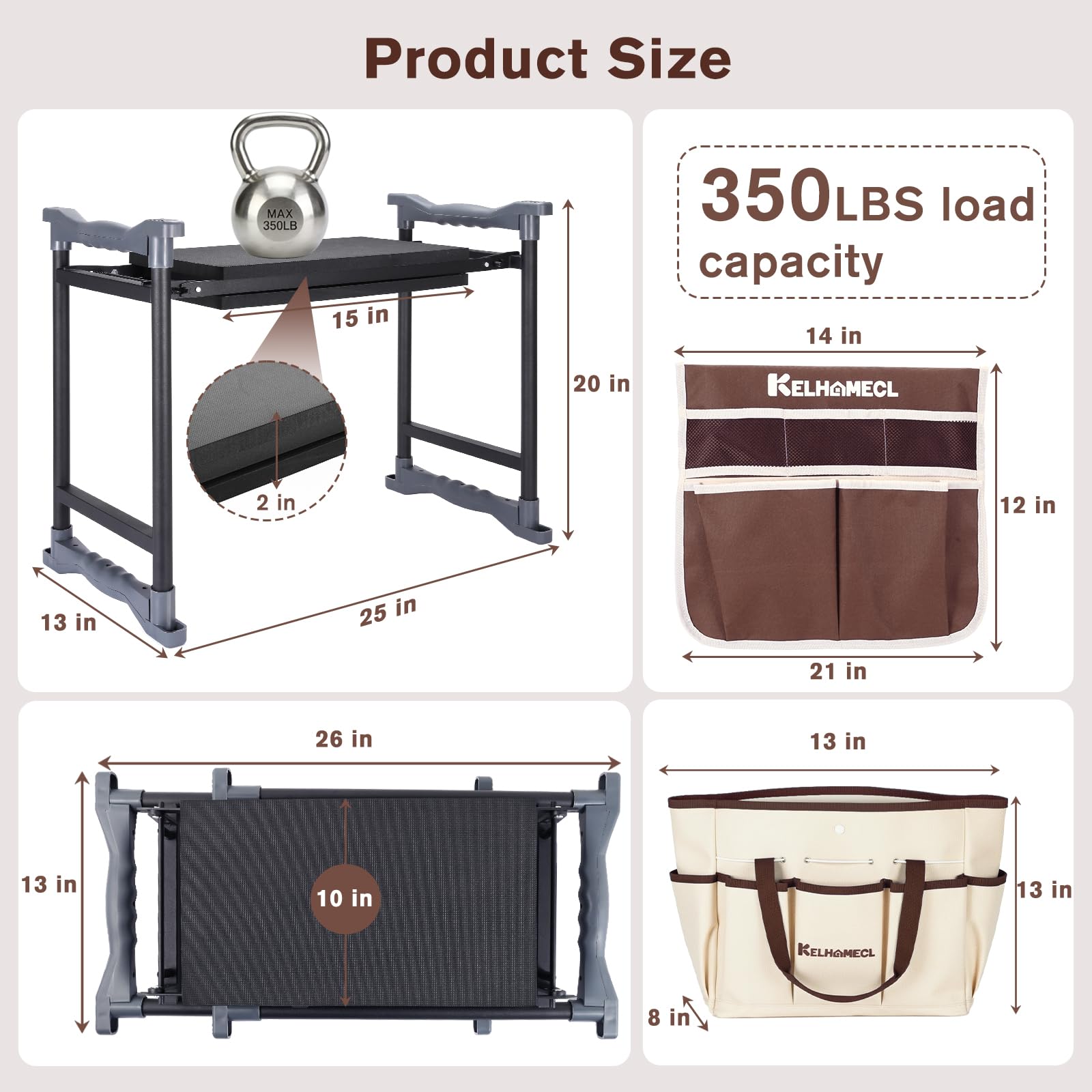 KELHOMECL Garden Kneeler and Seat with weight capacity label