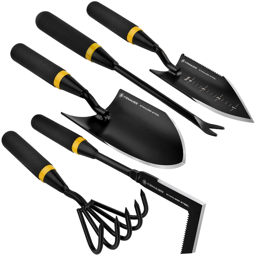 Kemaier 5-Piece Garden Tool Set, includes trowel, rake, weeder