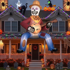 Kendane 12FT Skeleton Cowboy Inflatable front view with LED lights