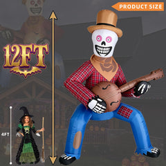 Kendane 12FT Skeleton Cowboy Inflatable side view on lawn