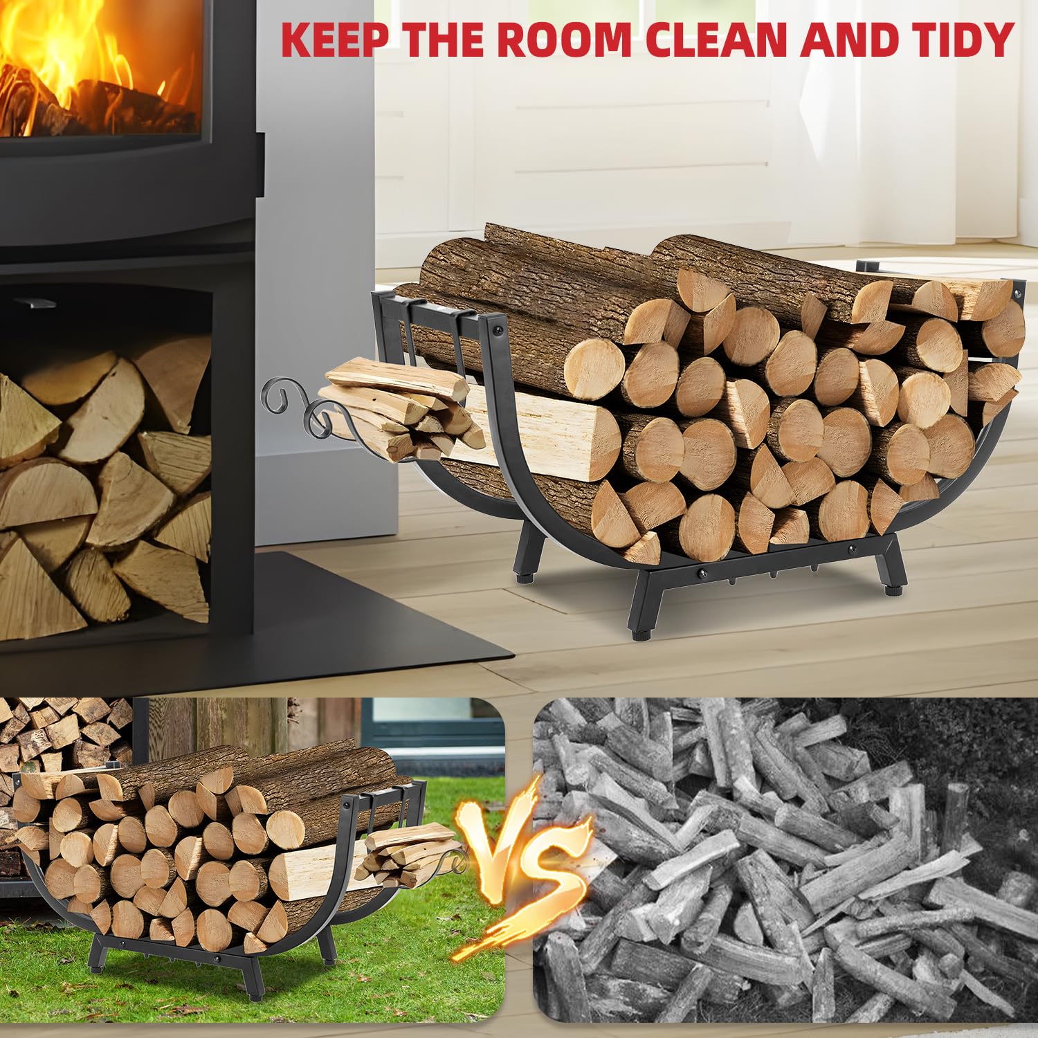Kendane firewood rack in outdoor setting