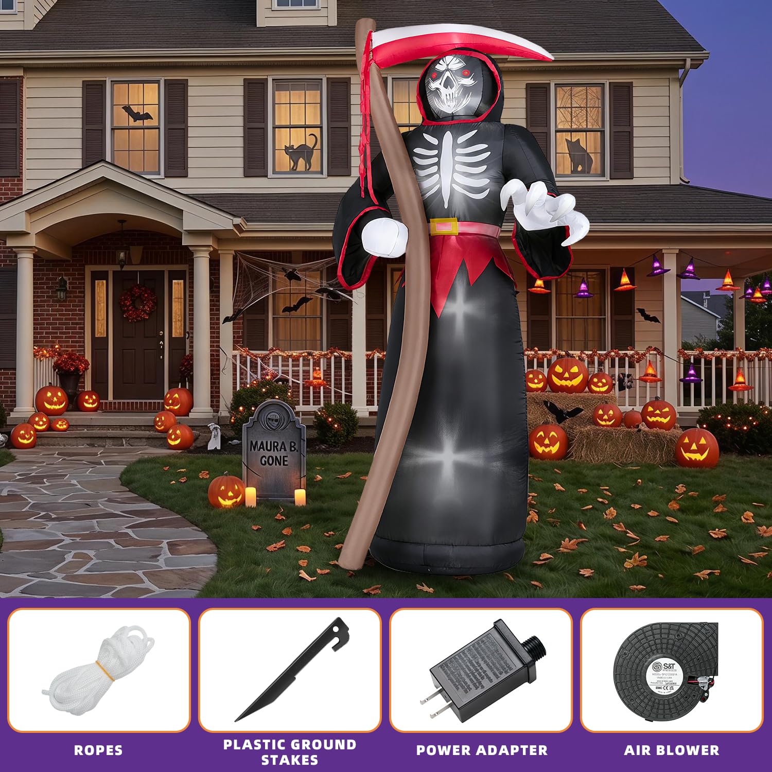 Kendane Halloween inflatable with LED lights at night