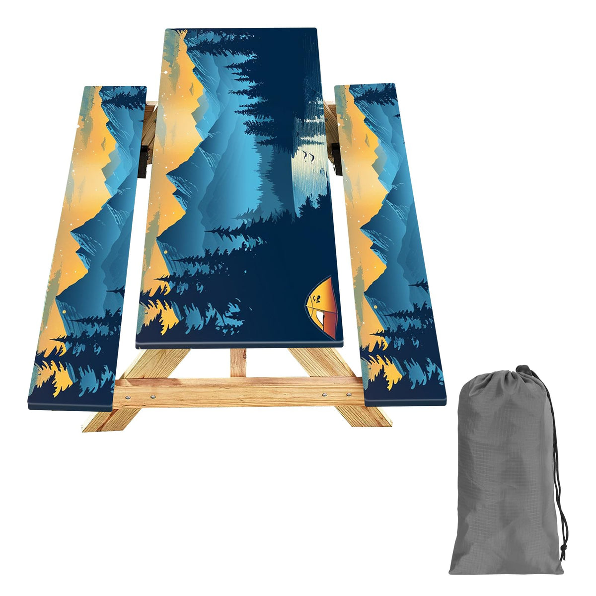 KENOBEE 6ft picnic table cover set with Lakeside Ember design