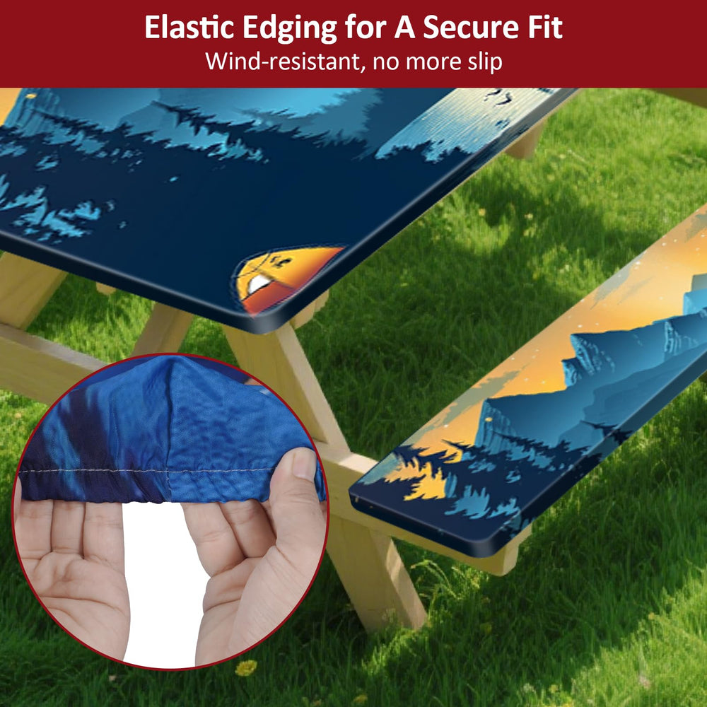 KENOBEE picnic table cover protecting outdoor table