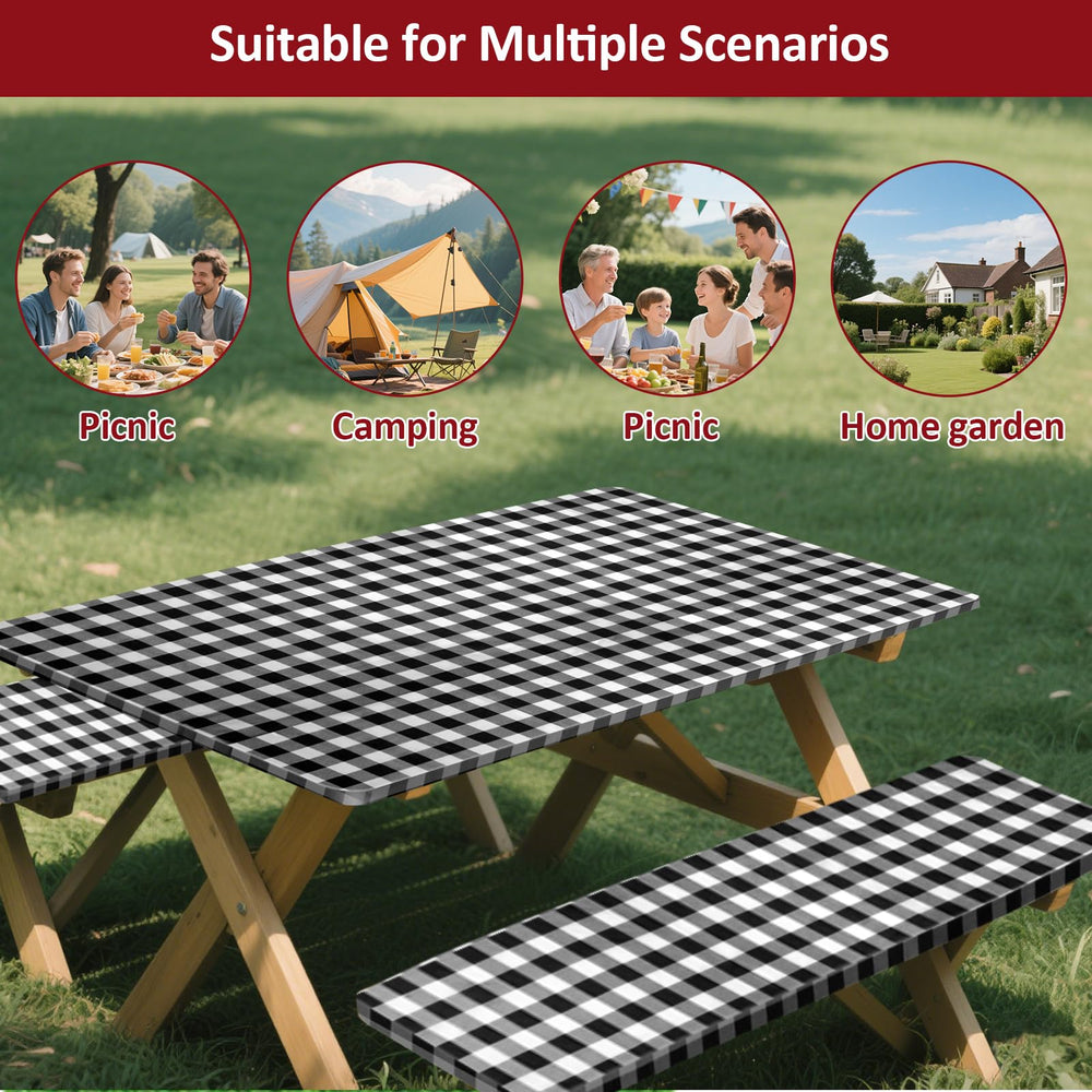 KENOBEE picnic table cover set displayed with storage bag