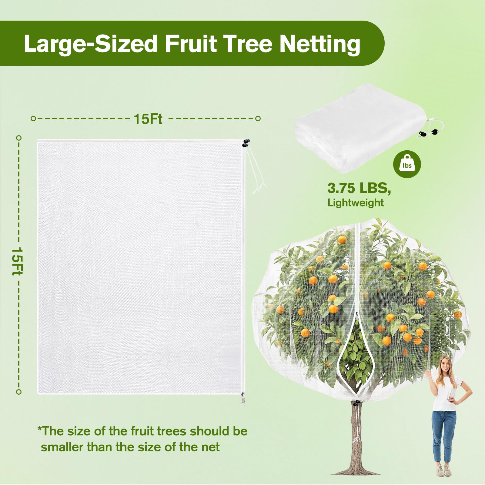 KEOHOLI fruit tree netting zipper opening detail