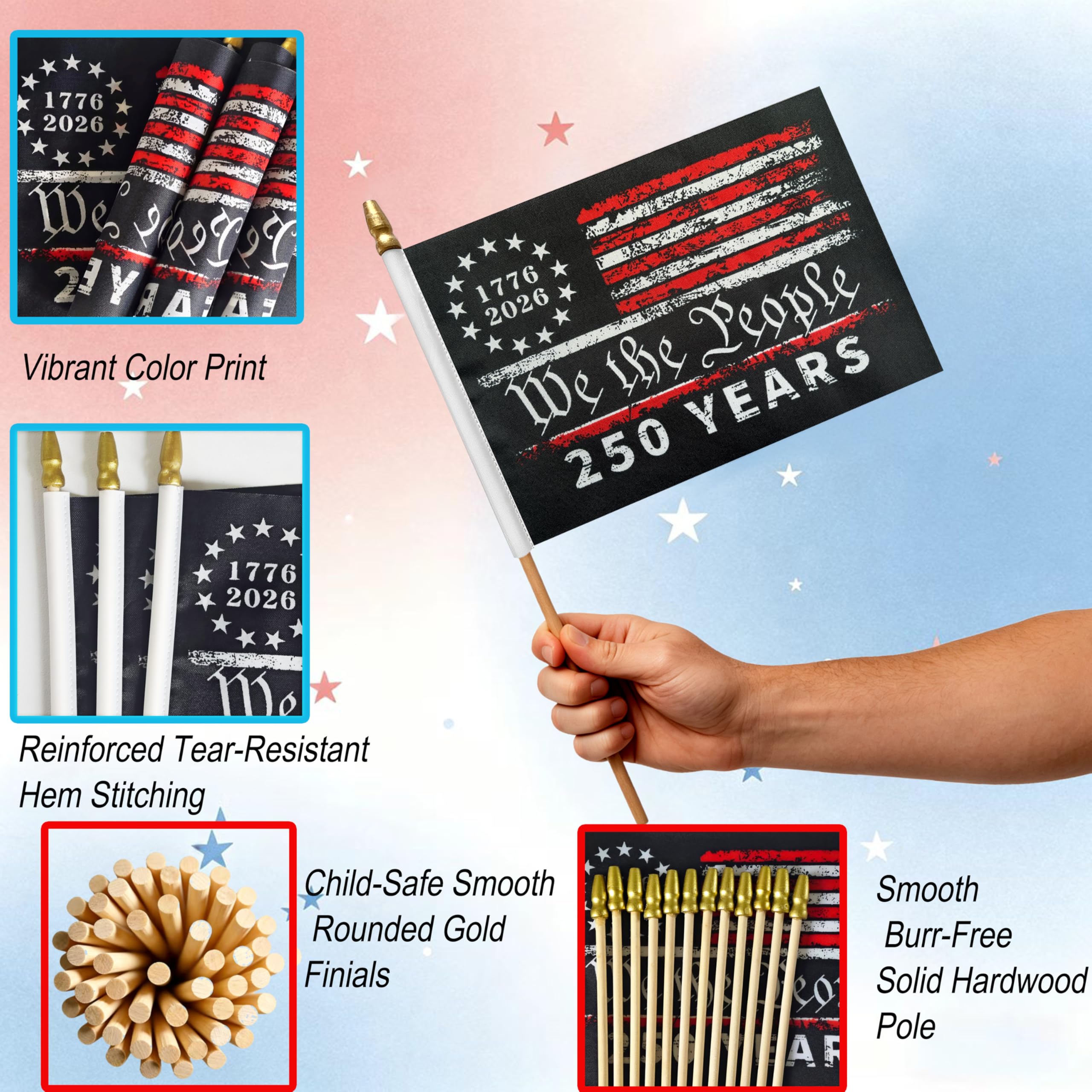 KERDA 250th Anniversary USA Flags pack of 12