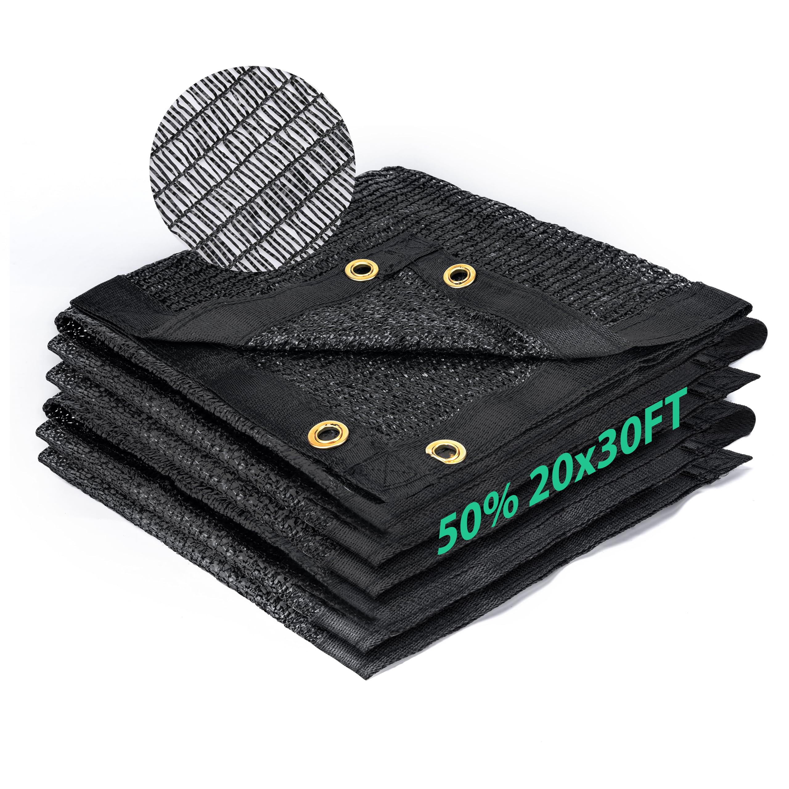 Kesfitt 50% Shade Cloth 20x30 ft black mesh front view