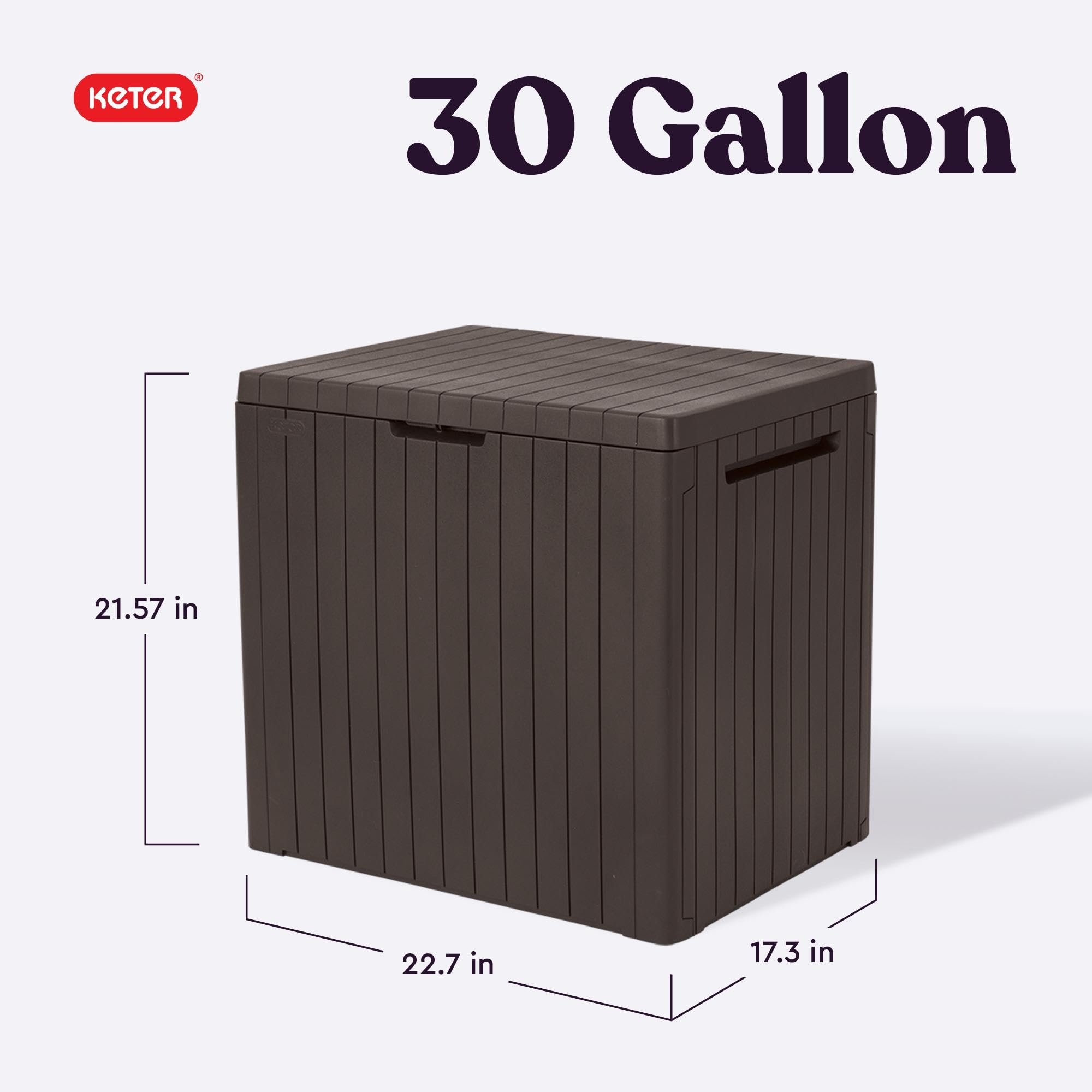 Keter City Deck Box interior dimensions showing storage space
