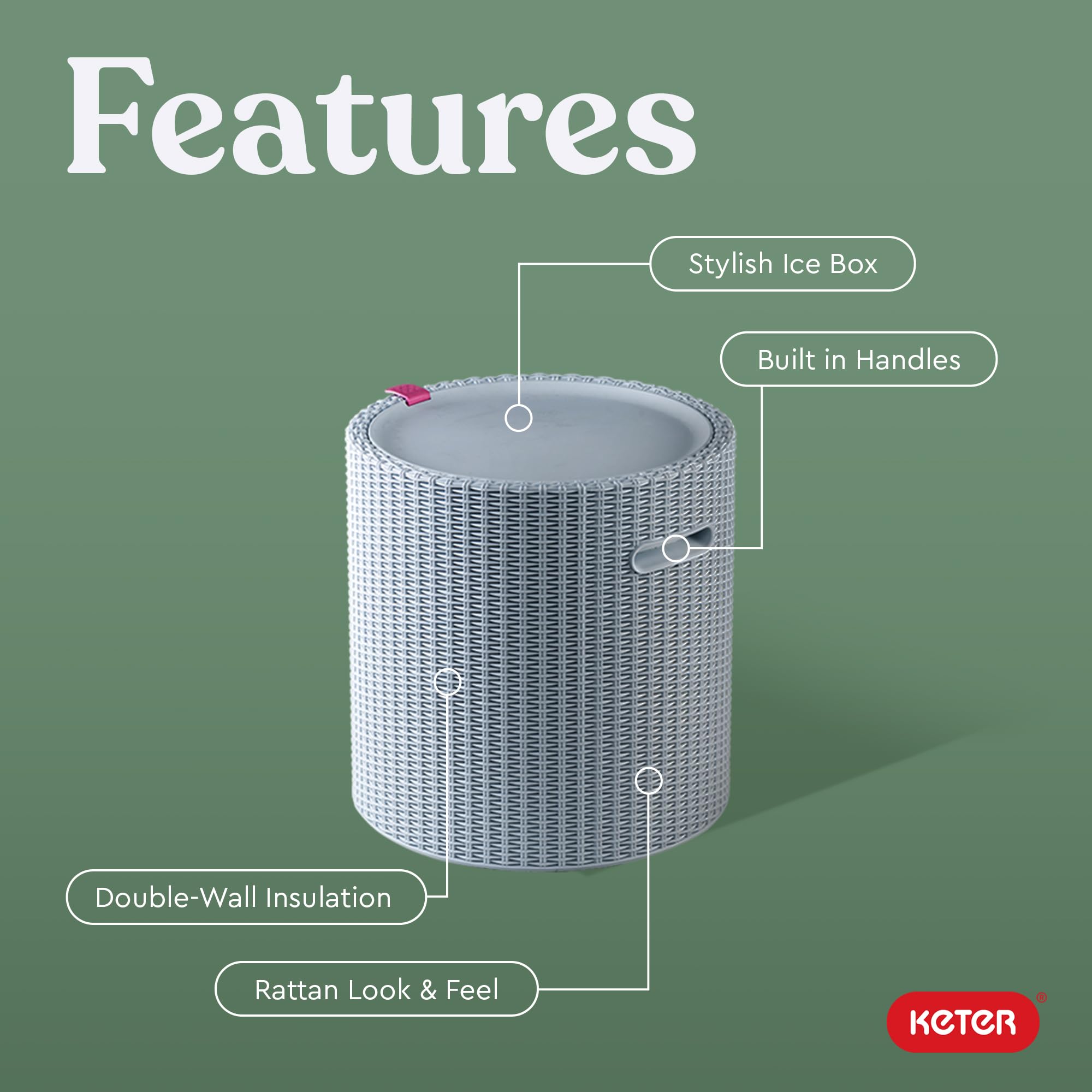 Keter Cooler side view showcasing rattan design