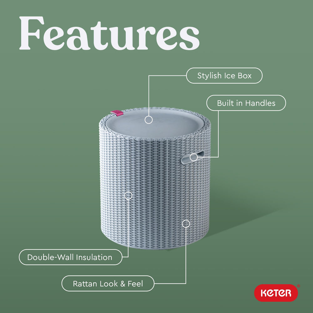Keter Cooler side view showcasing rattan design