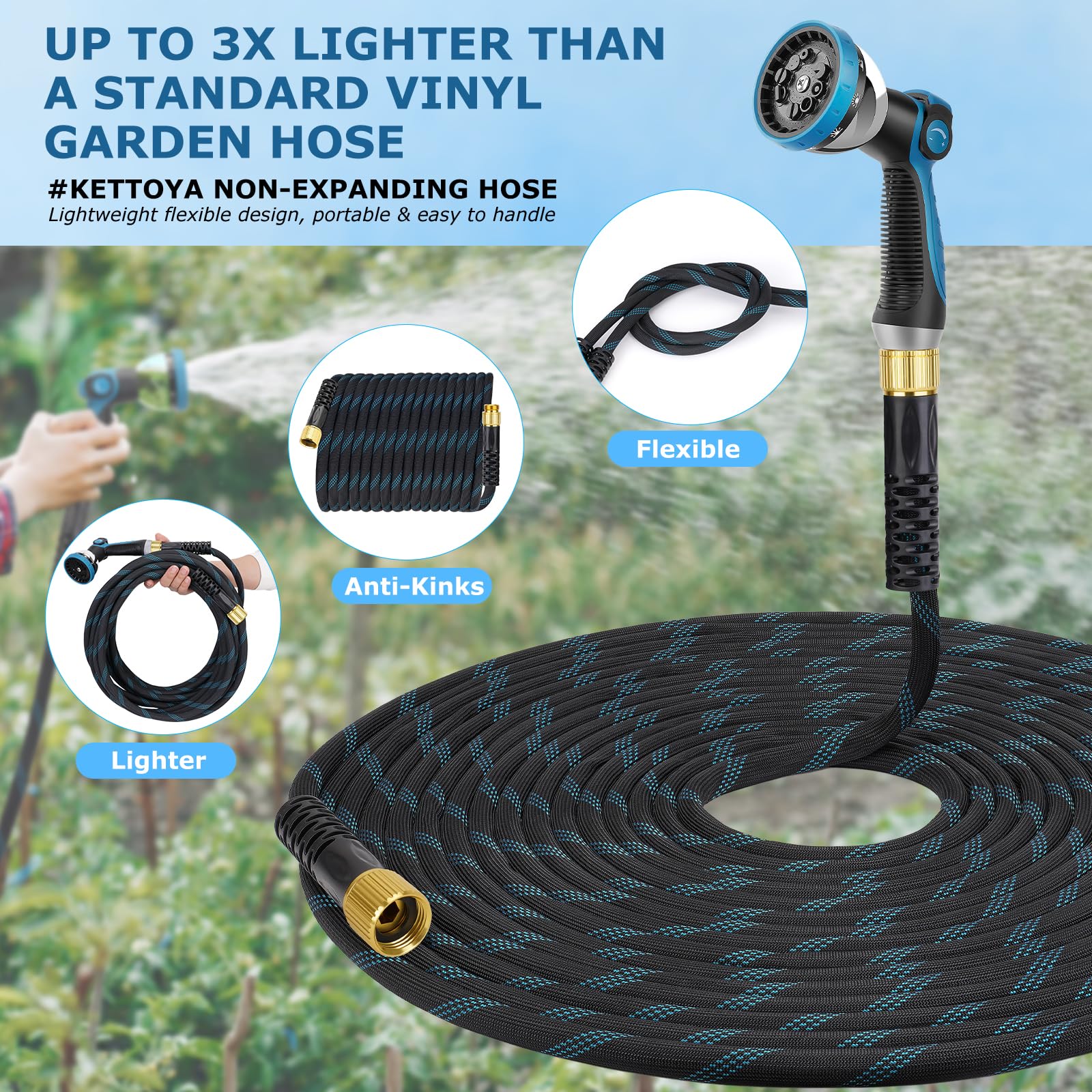 KETTOYA hose with portable storage strap in garden
