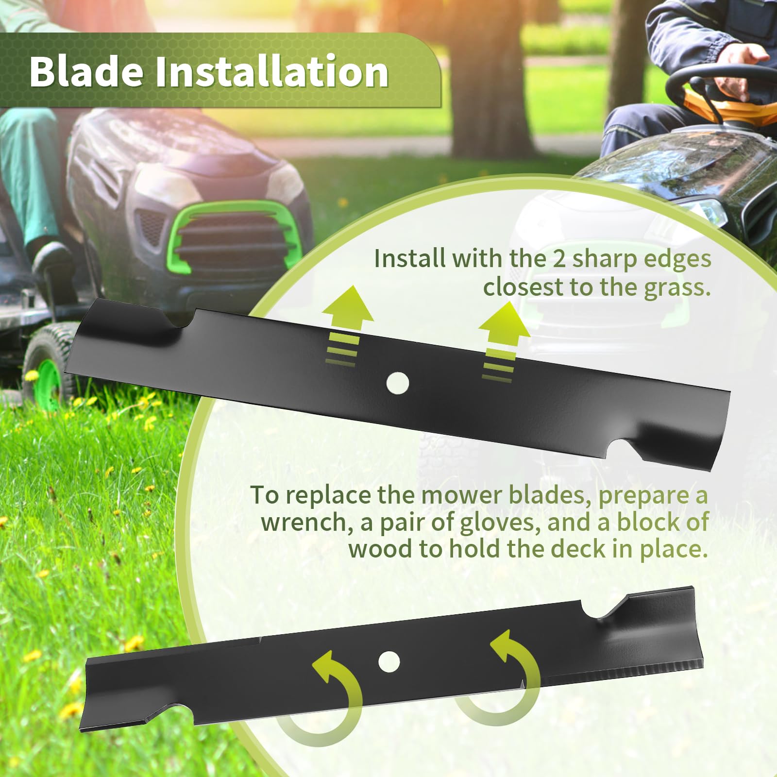Keycci 038-0005-00 mower blades with installation tools