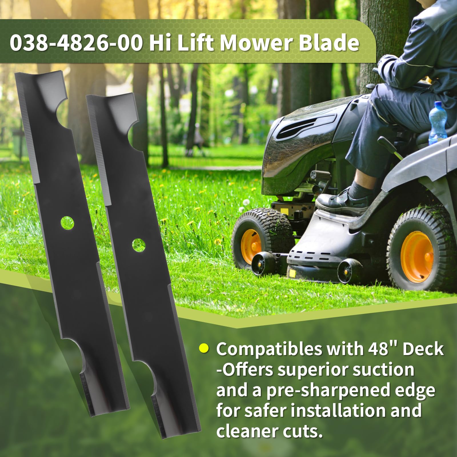 Keycci High Lift Blades in a landscaped garden setting