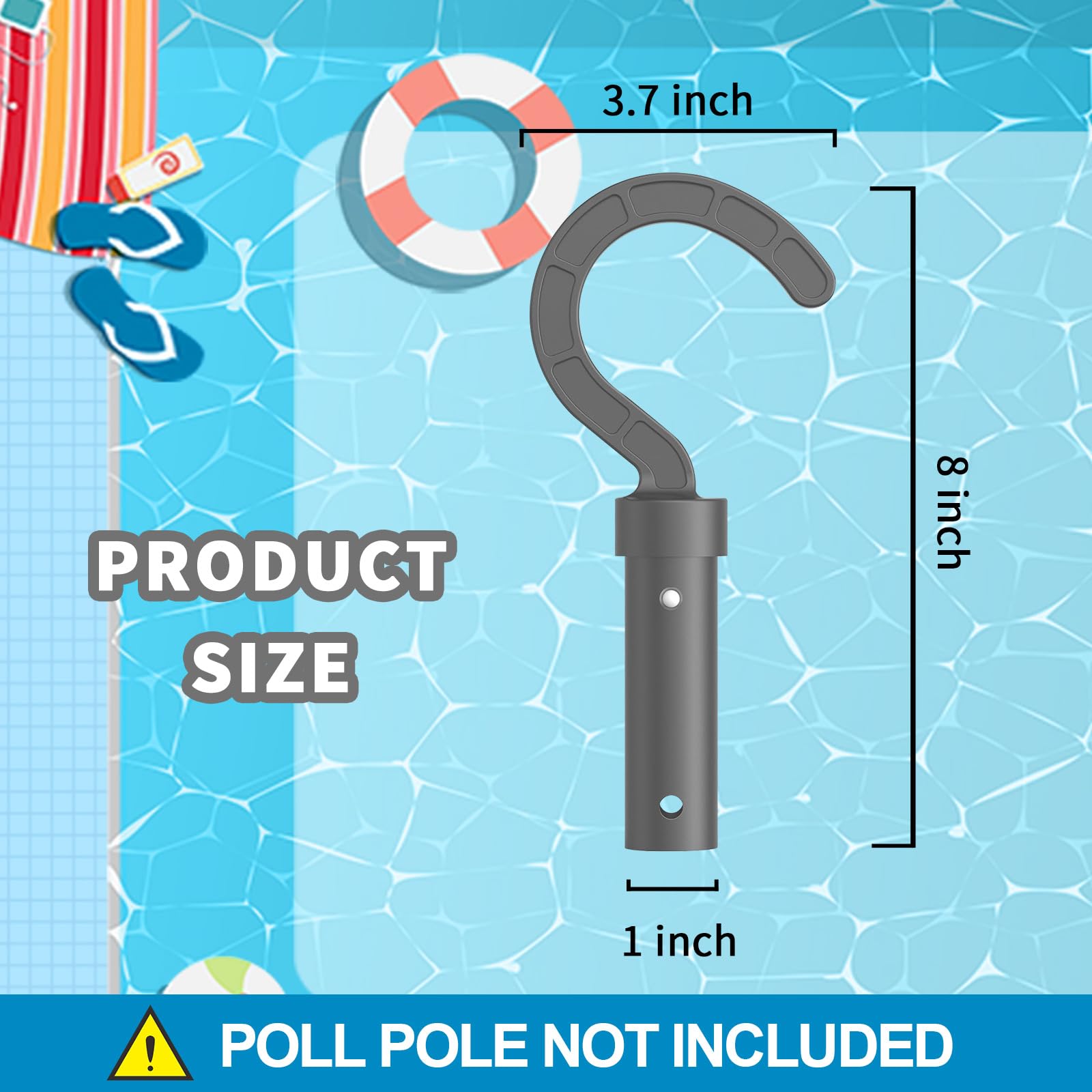 Keyrank Pool Cleaner Hook attached to swimming pool pole