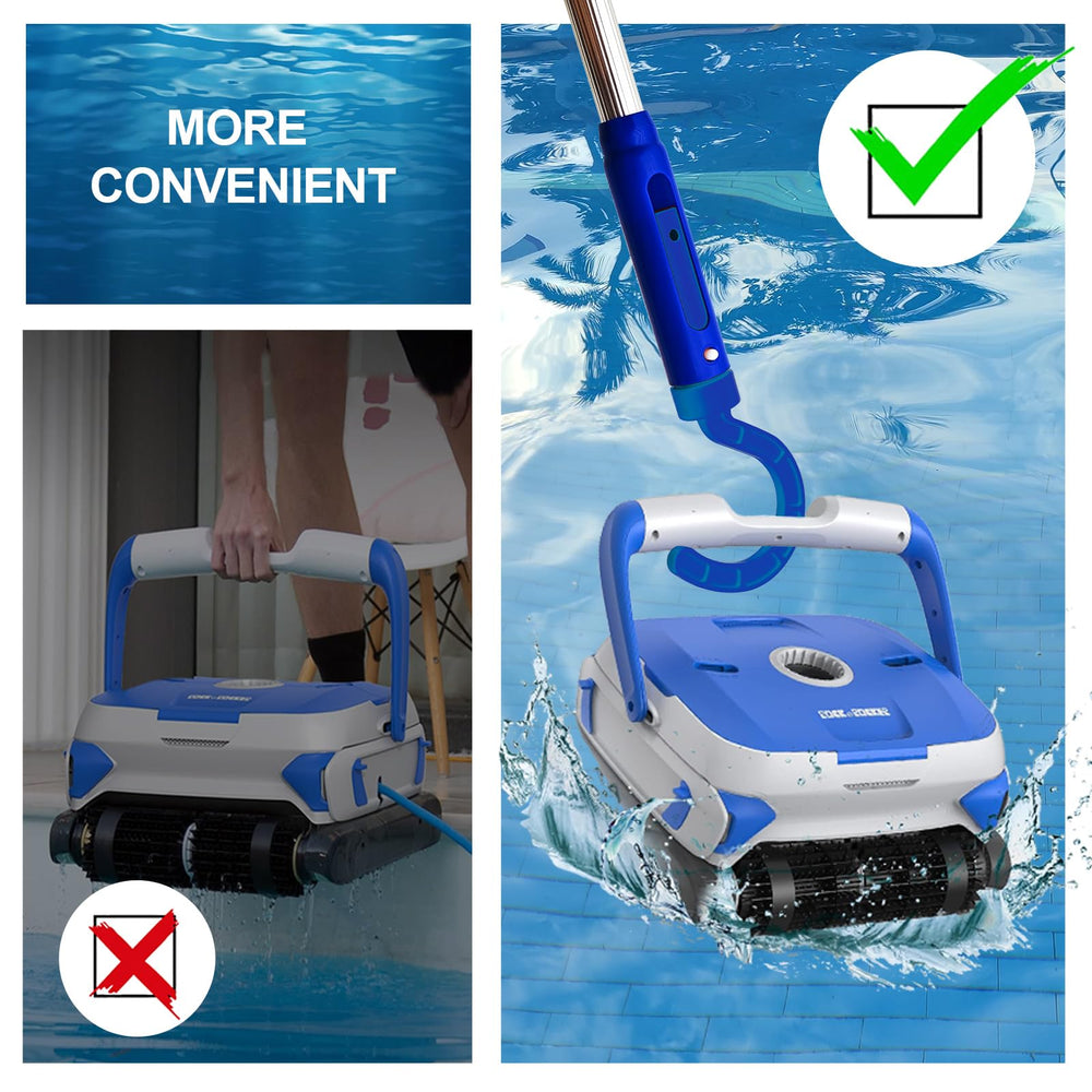 Keyrank Robotic Pool Cleaner Hook displayed in a poolside setting