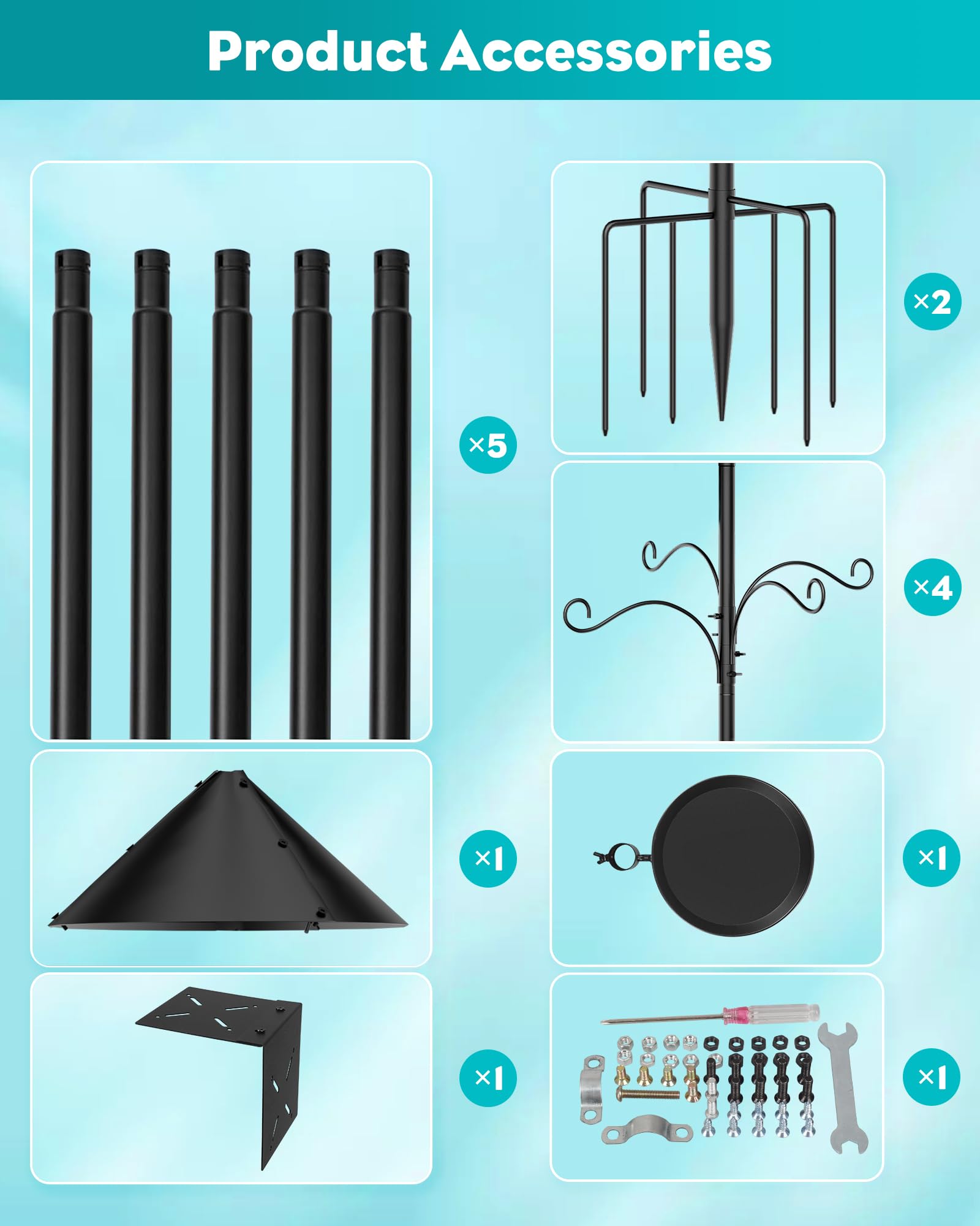 KFM Bird Feeder Pole adjustable height feature shown