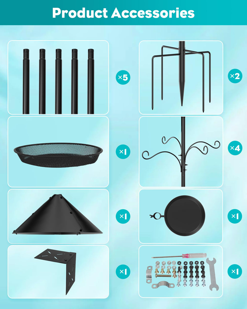 KFM Bird Feeder Pole packaging and components