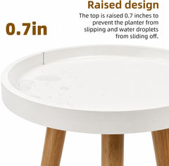 KGPLOME White Plant Stand with decorative plant on top
