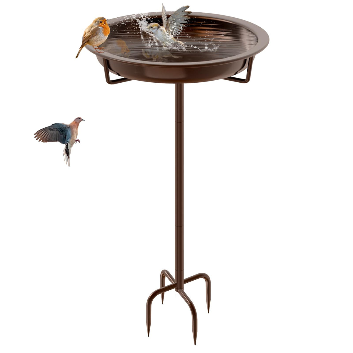 KHayRovies Metal Bird Bath 36.2 inches height brown color