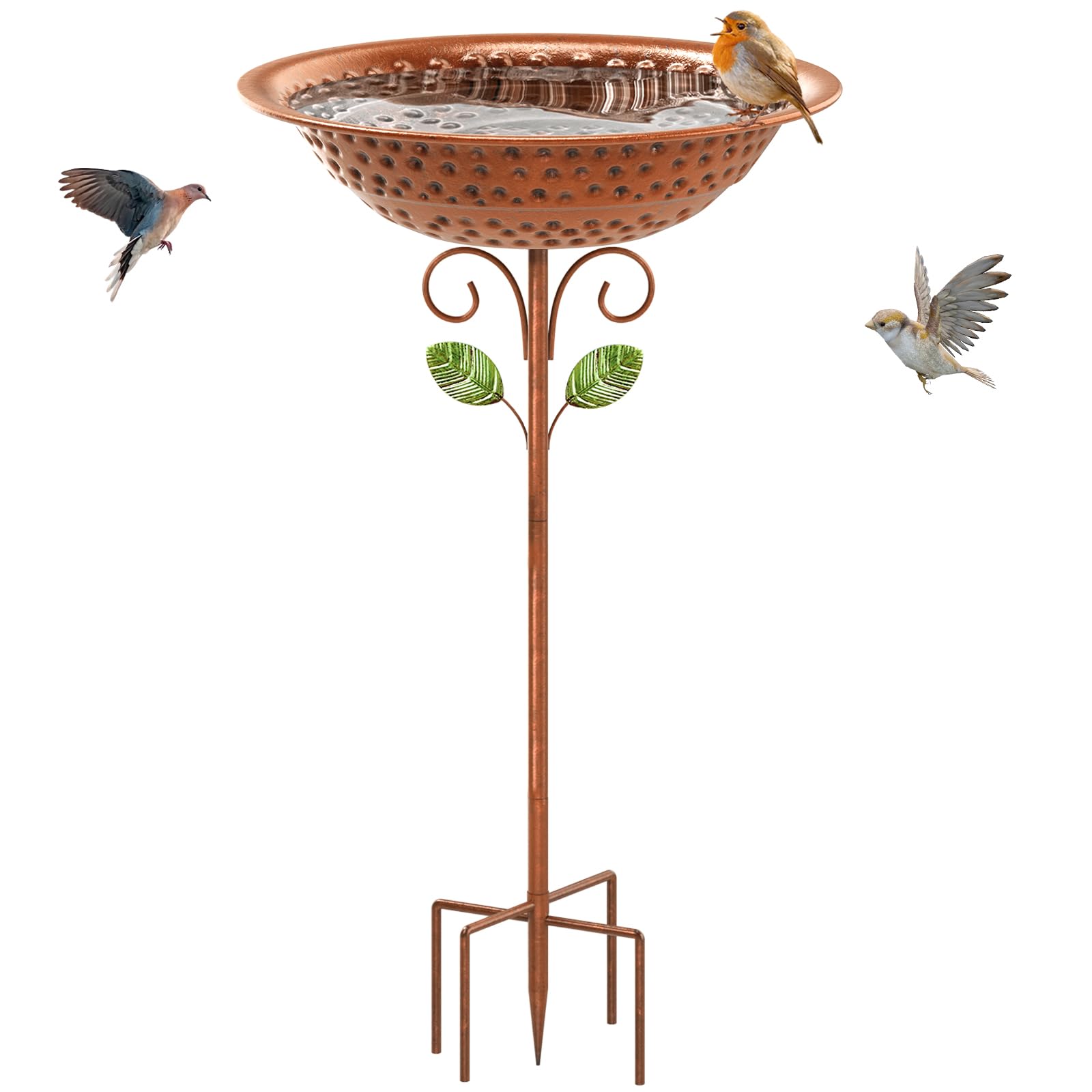 KHayRovies Metal Bird Bath Vintage Copper front view
