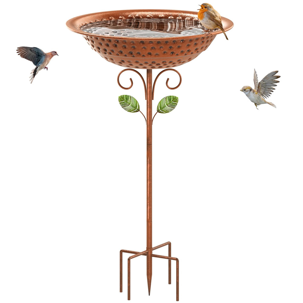 KHayRovies Metal Bird Bath Vintage Copper front view
