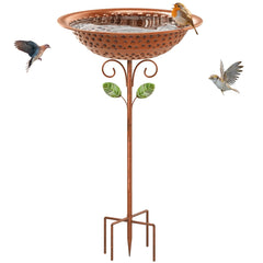 KHayRovies Metal Bird Bath Vintage Copper front view