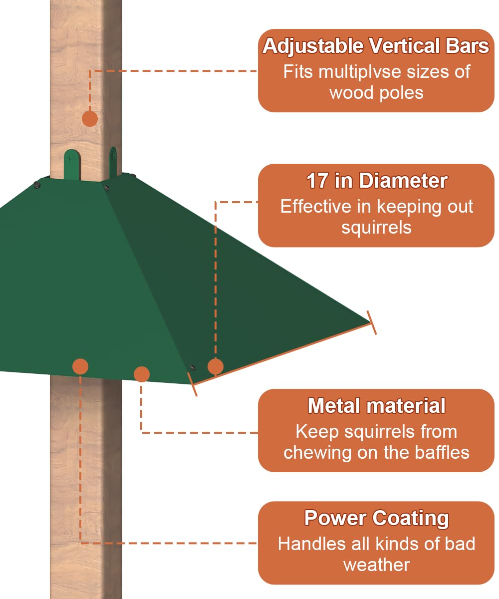 Khordin Metal Squirrel Baffle mounted on a 4x4 post