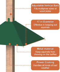 Khordin Metal Squirrel Baffle mounted on a 4x4 post