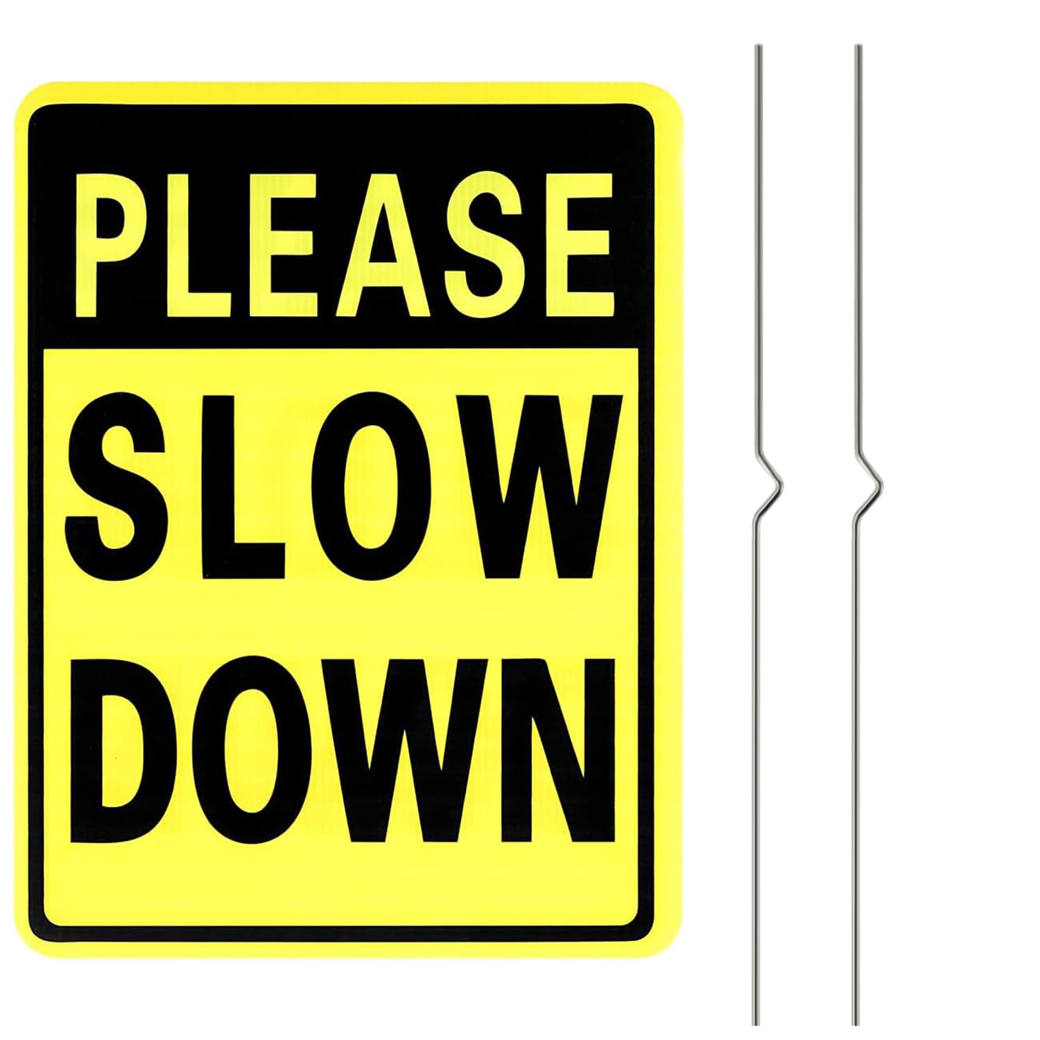 Kichwit Slow Down Yard Sign showing rounded corners for safety