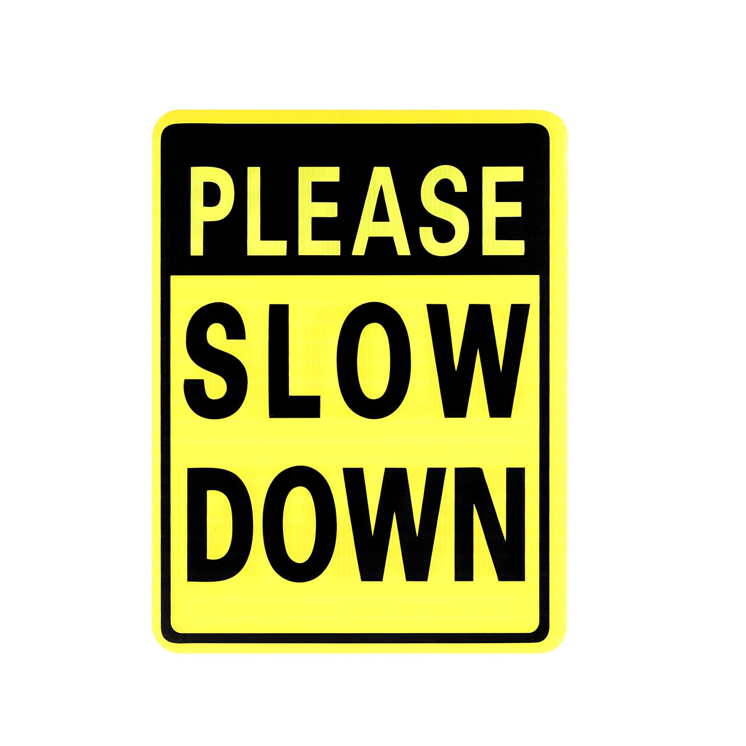 Kichwit Slow Down Yard Sign side view showing double-sided printing