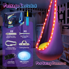 Kids enjoying the LFSMVT Light Up Pod Swing outdoors