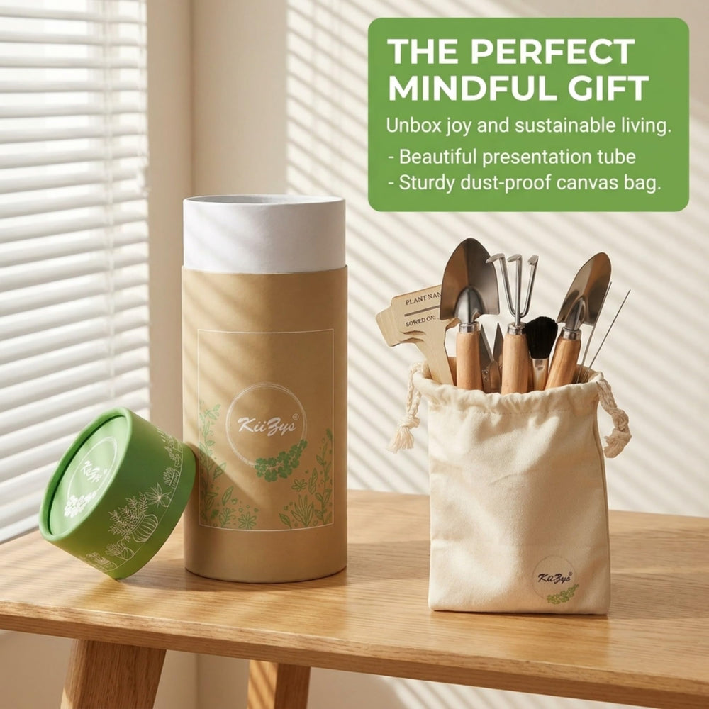 KIIZYS garden tools set displayed with all included tools