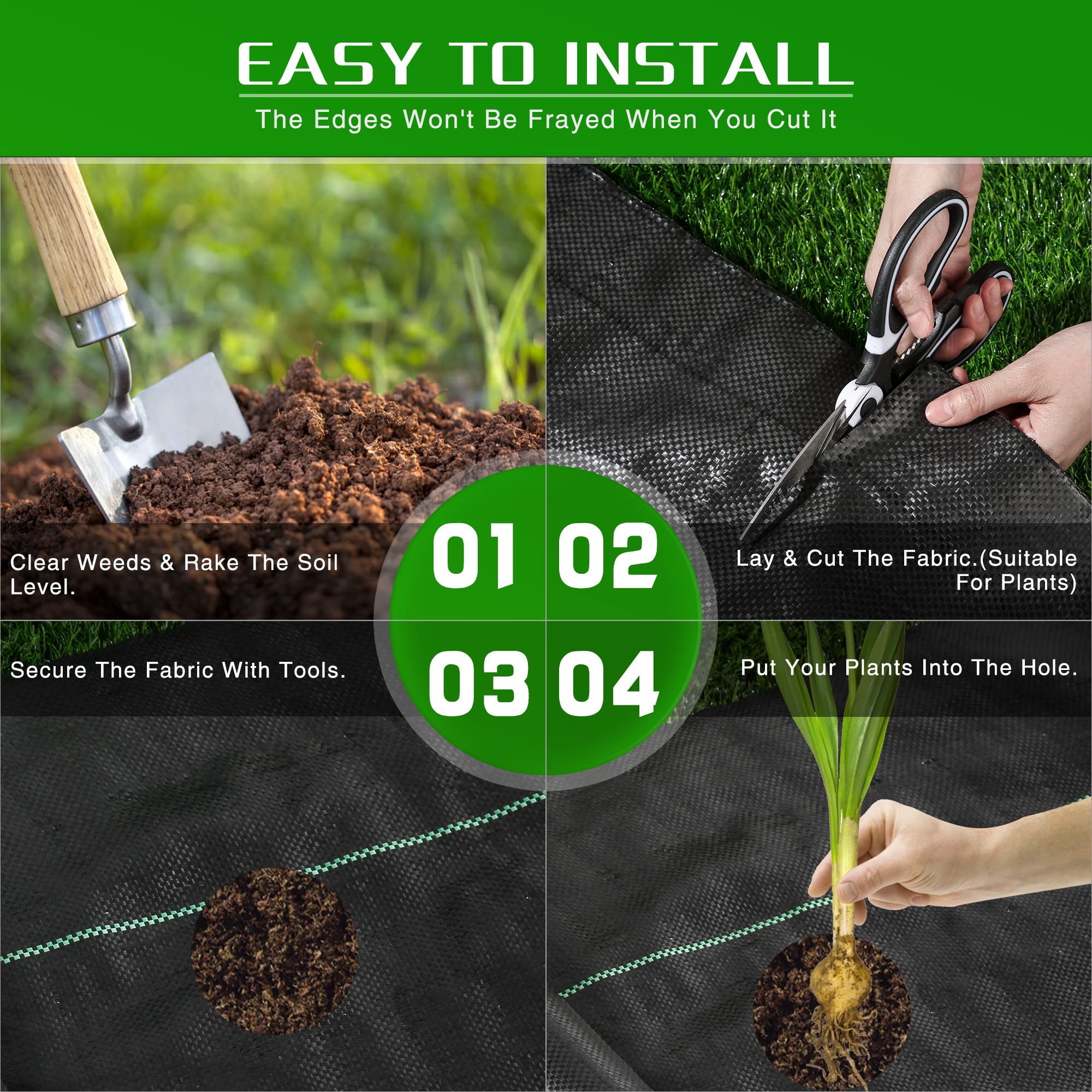 Kijamilee landscape fabric packaging with dimensions