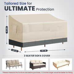 Kikcoin Outdoor Couch Cover 79" W x 37" D x 35" H side view