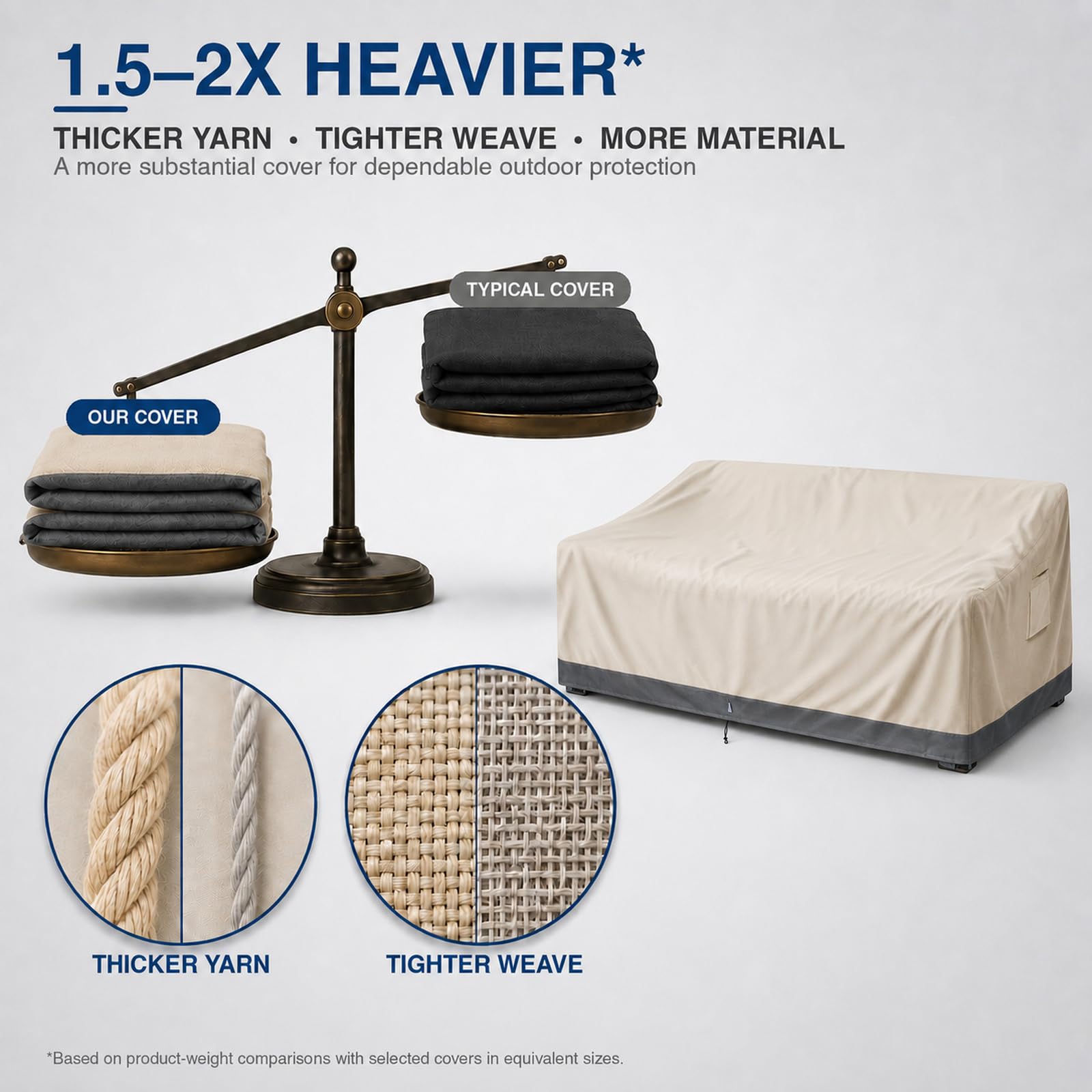 Kikcoin Outdoor Couch Cover adjustable straps for secure fit