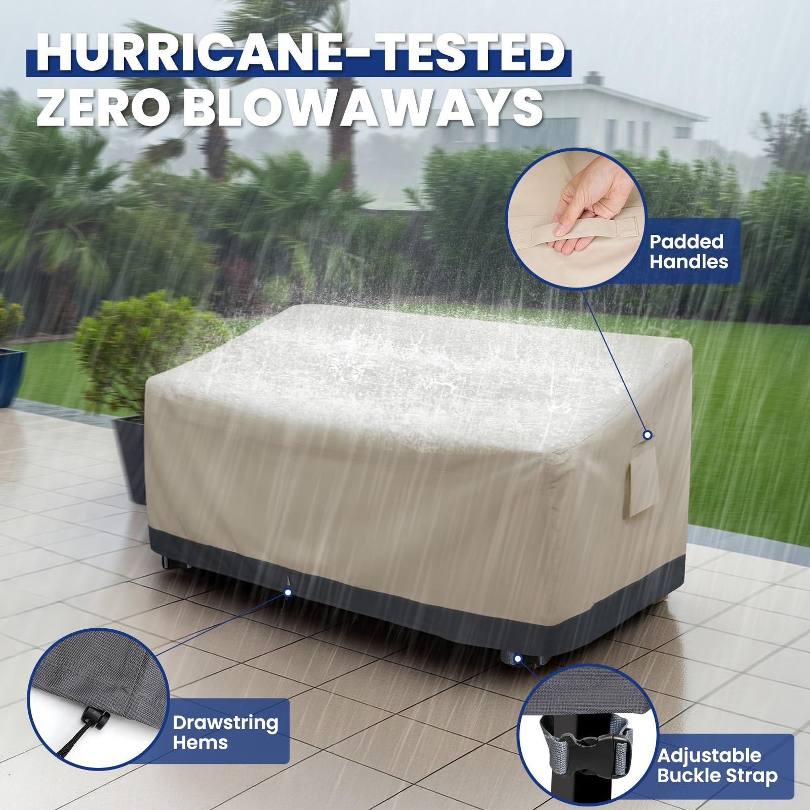 Kikcoin Outdoor Couch Cover demonstrating easy cleaning