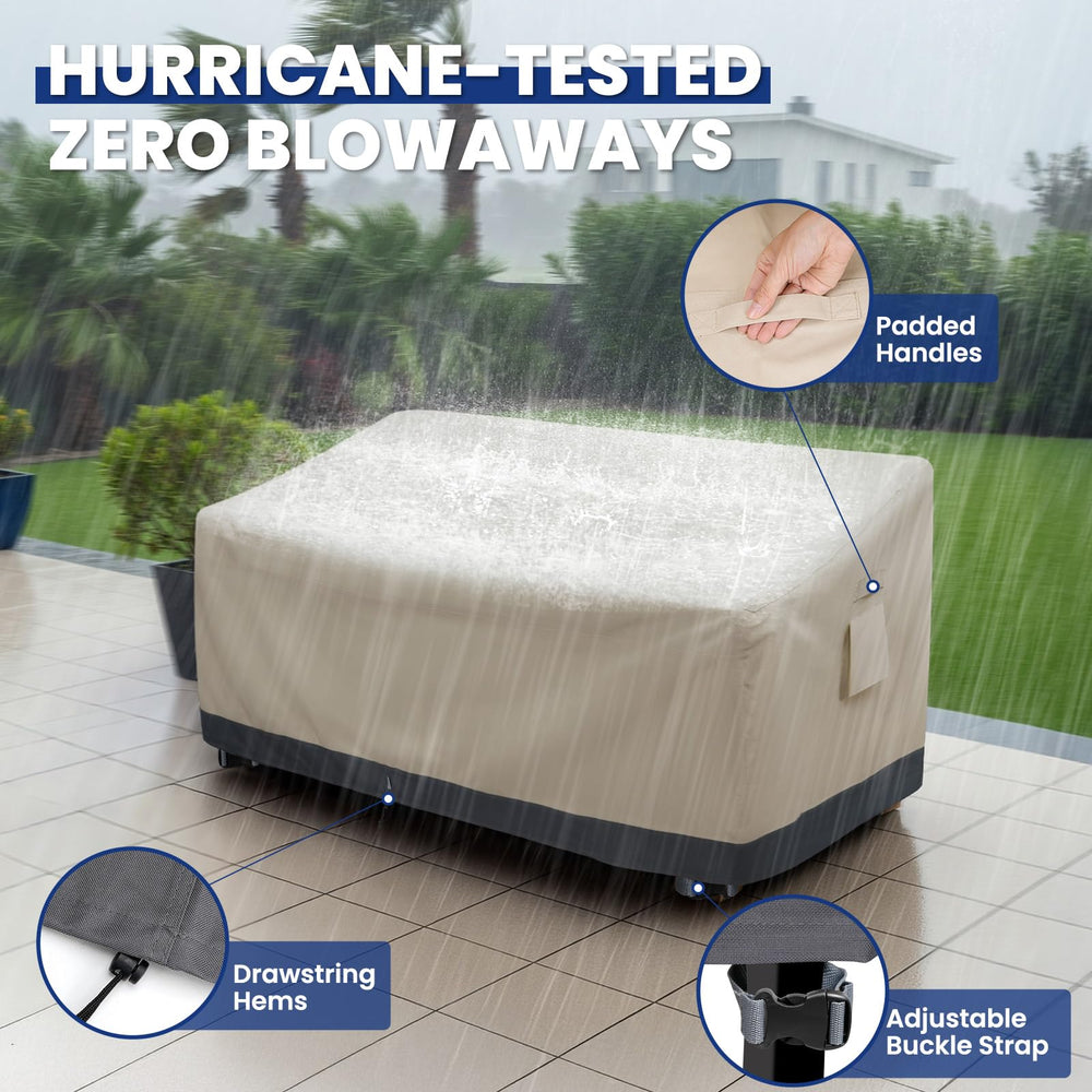 Kikcoin Outdoor Couch Cover demonstrating easy cleaning