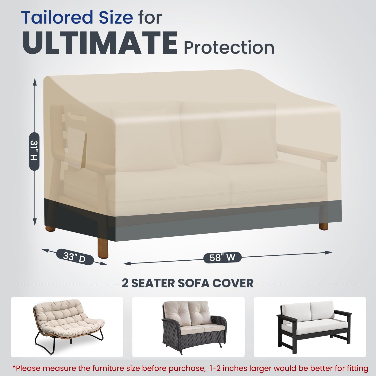 Kikcoin Outdoor Loveseat Cover packaging