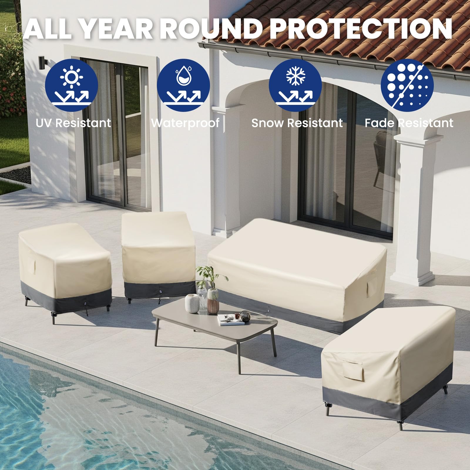 Kikcoin patio chair cover on a swivel chair in a patio setting
