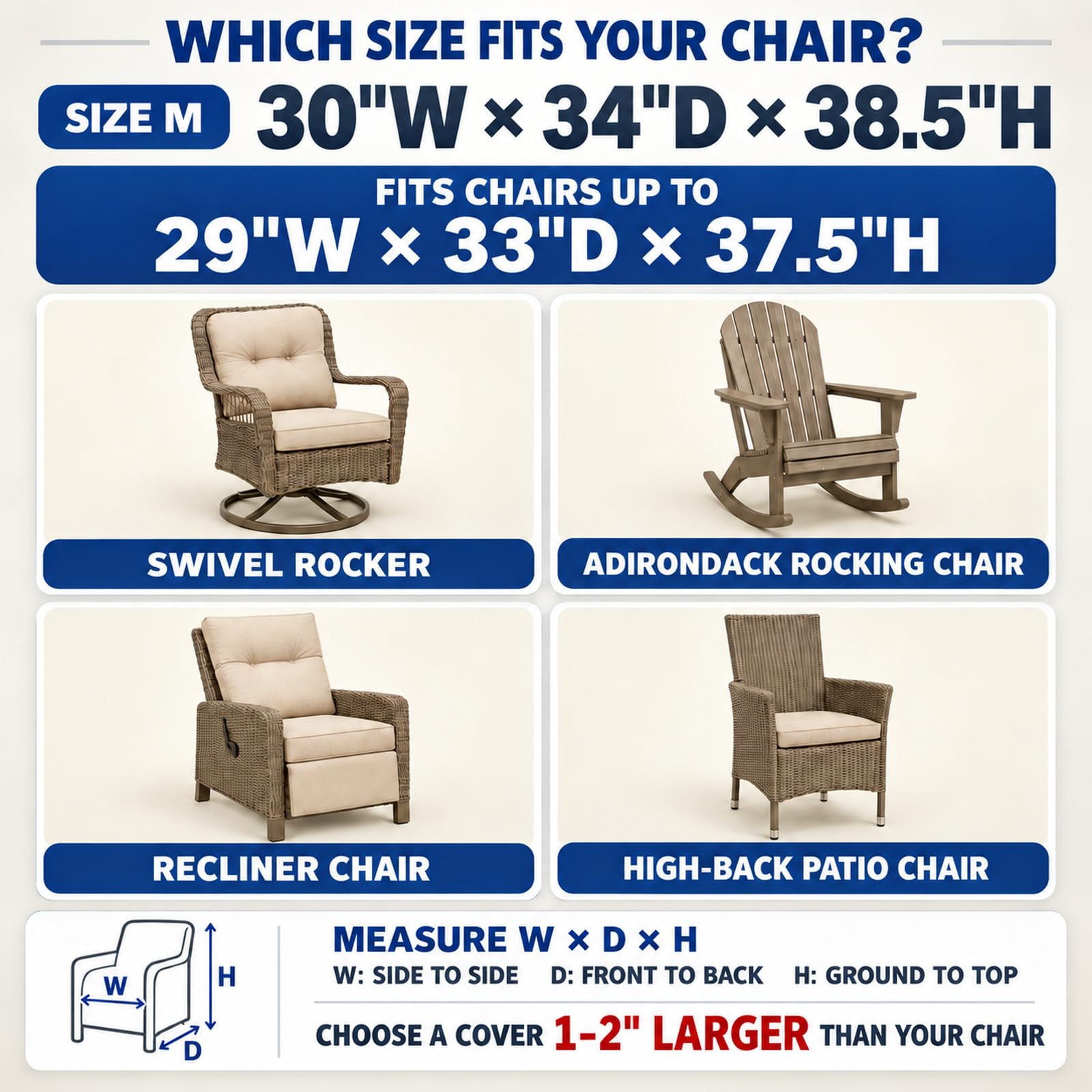 Kikcoin patio chair cover side view showing fabric texture