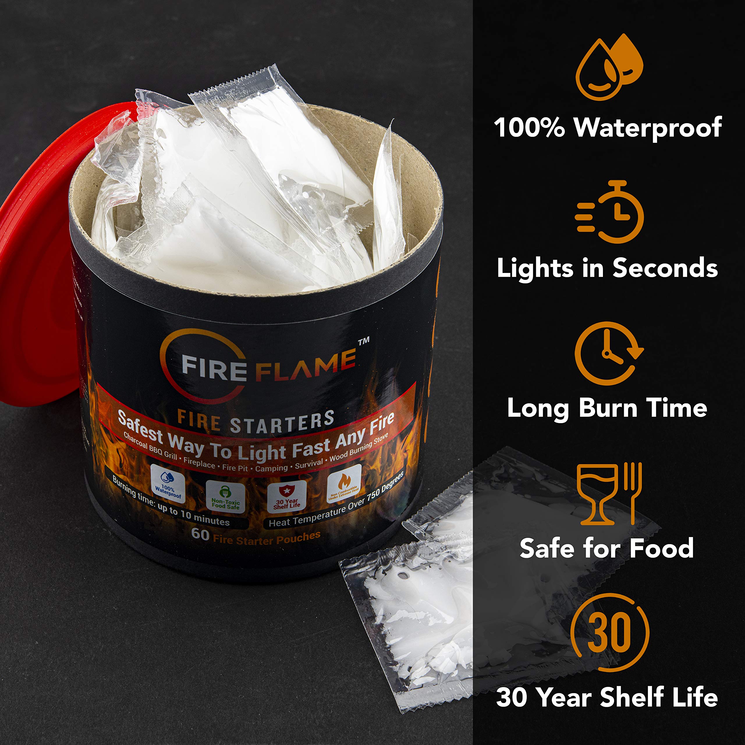Kiknek FireFlame fire starter in use lighting a campfire